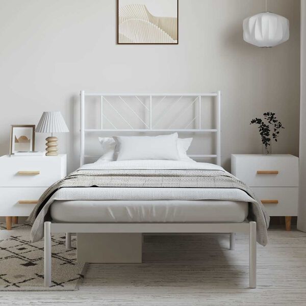 vidaXL Cadre de lit m&eacute;tal sans matelas et t&ecirc;te de lit blanc 100x190 cm
