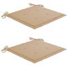 vidaXL Chaises de jardin lot de 2 et coussins beige Bois teck massif
