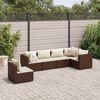 vidaXL Salon de jardin 6 pcs avec coussins Marron R&eacute;sine tress&eacute;e