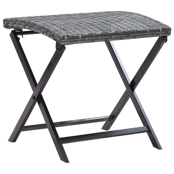vidaXL Tabouret pliable r&eacute;sine tress&eacute;e gris