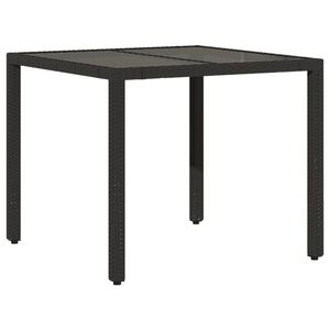 vidaXL Table de jardin dessus en verre Noir 90x90x75 cm R&eacute;sine tress&eacute;e