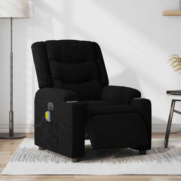 vidaXL Fauteuil inclinable de massage &eacute;lectrique noir tissu