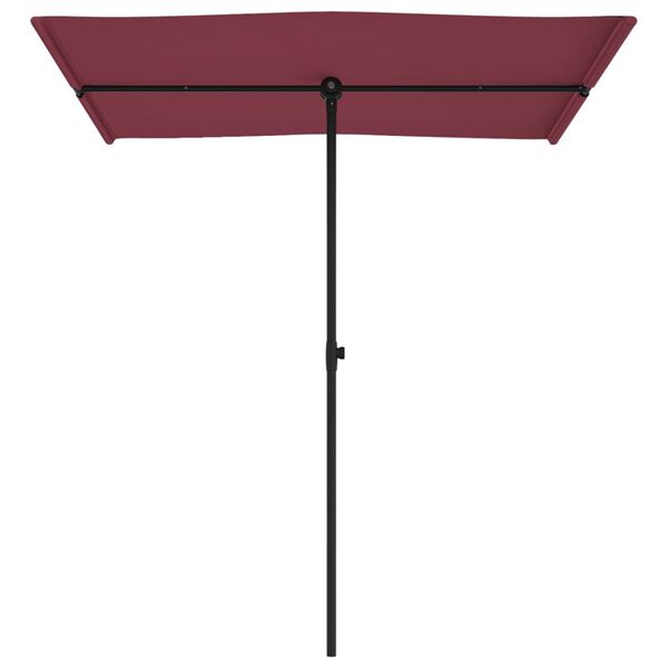 vidaXL Parasol de jardin et mât en aluminium 180x110 cm rouge bordeaux