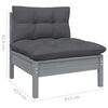 vidaXL Canap&eacute; central de jardin avec coussins anthracite Gris Pin