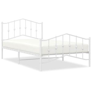 vidaXL Cadre de lit m&eacute;tal sans matelas et pied de lit blanc 100x200 cm