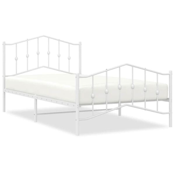 vidaXL Cadre de lit m&eacute;tal sans matelas et pied de lit blanc 100x200 cm