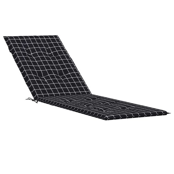 vidaXL Coussin de chaise longue motif &agrave; carreaux noir tissu oxford