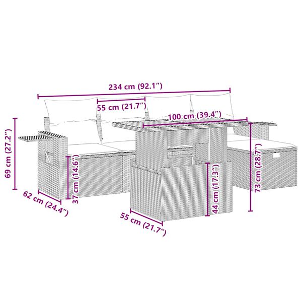 vidaXL Salon de jardin avec coussins 6 pcs beige r&eacute;sine tress&eacute;e