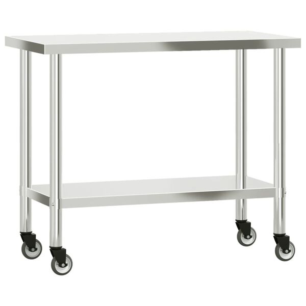 vidaXL Table de travail de cuisine avec &eacute;tag&egrave;re 110x55x150 cm inox