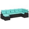 vidaXL Ensemble de Canapés 7 pcs Noir et turquoise polyrotin