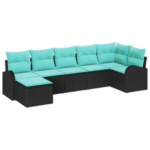 vidaXL Ensemble de Canapés 7 pcs Noir et turquoise polyrotin