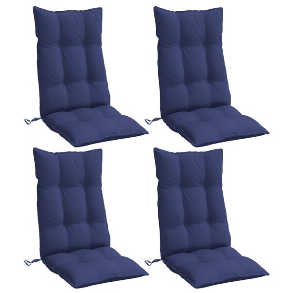 vidaXL Coussins de chaise &agrave; dossier haut lot de 4 bleu marine
