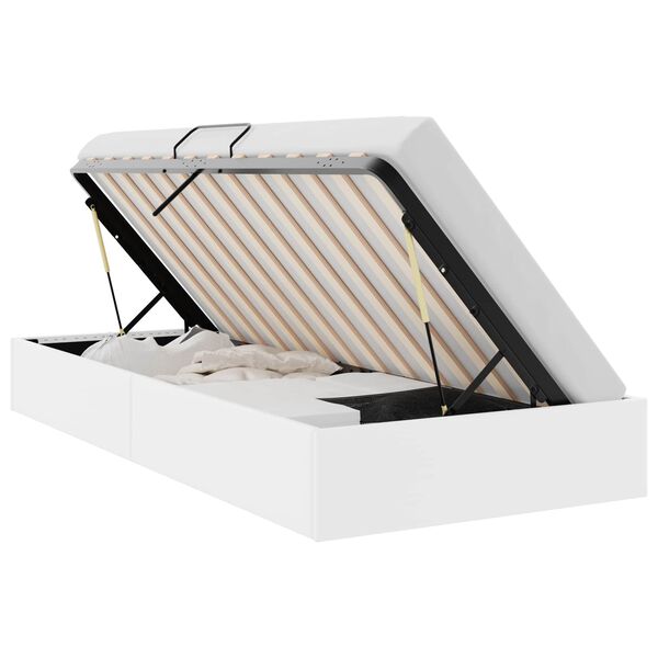 vidaXL Lit de Rangement avec matelas Blanc pur 100 x 190 cm Faux cuir