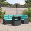 vidaXL Ensemble de canap&eacute; de jardin 6 pcs Noir et Bleu polyrotin