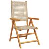 vidaXL Chaises inclinables de jardin lot de 4 beige rotin bois massif
