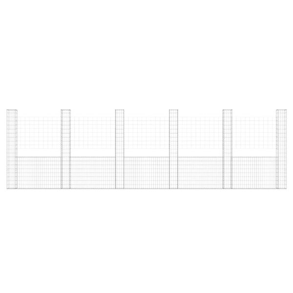 vidaXL Panier de gabion en forme de U avec 6 poteaux Fer 620x20x200 cm