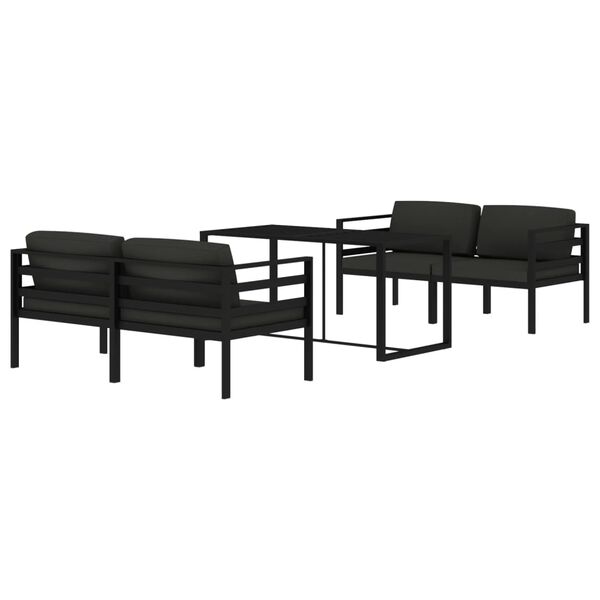 vidaXL Salon de jardin 5 pcs avec coussins Aluminium Anthracite
