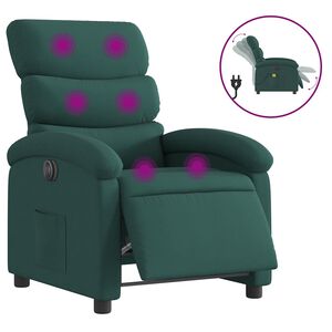 vidaXL Fauteuil inclinable de massage &eacute;lectrique vert fonc&eacute; tissu