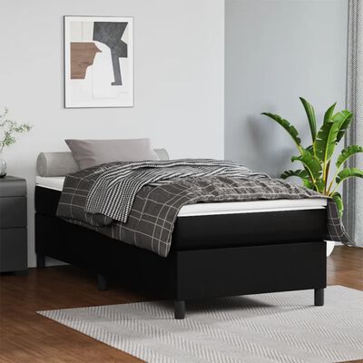 vidaXL Sommier à lattes de lit et matelas noir 100x190 cm similicuir