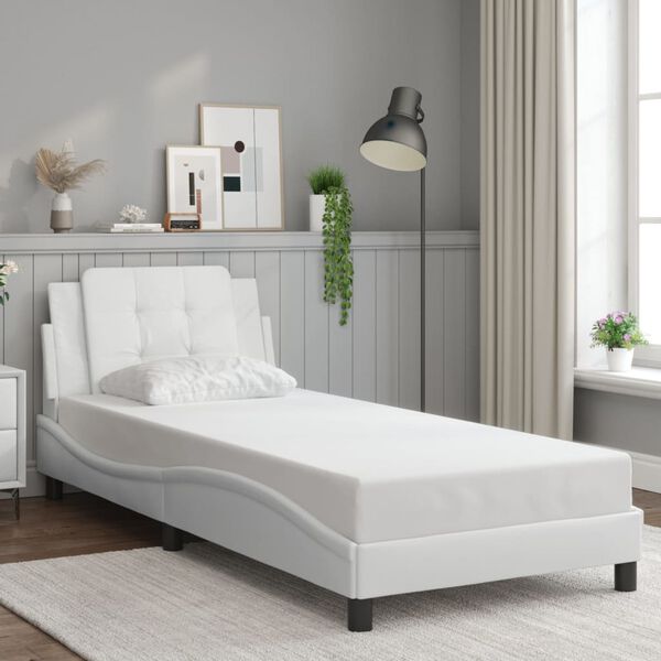 vidaXL Cadre de lit avec LED sans matelas Zadar blanc 100x190 cm