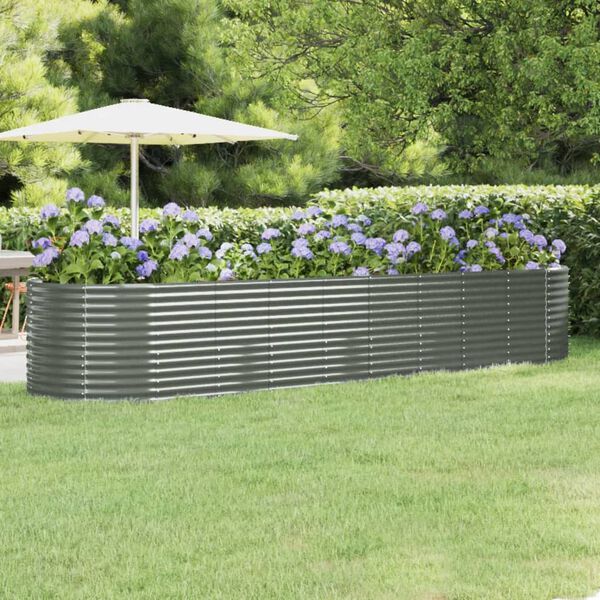 vidaXL Lit sur&eacute;lev&eacute; de jardin Acier galvanis&eacute; 396x100x68cm gris