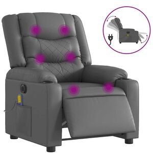 vidaXL Fauteuil inclinable de massage &eacute;lectrique gris similicuir