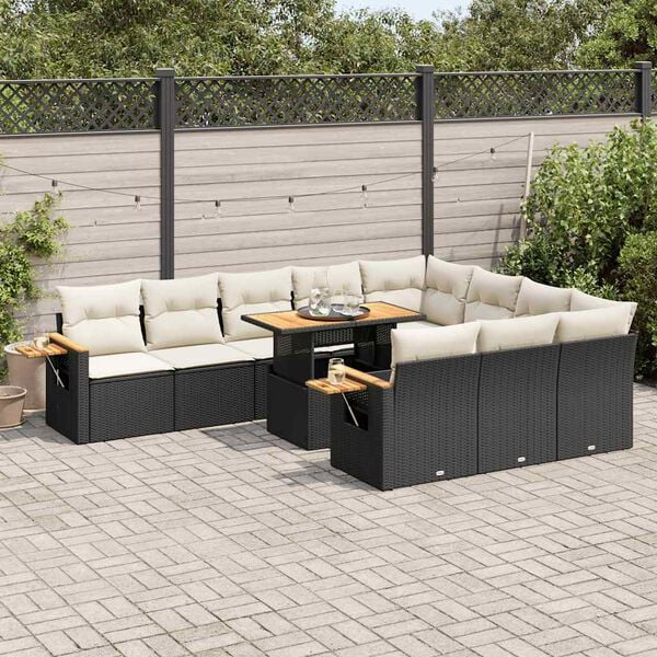 vidaXL Ensemble de canap&eacute;s de jardin 11 pcs et coussins rotin acacia