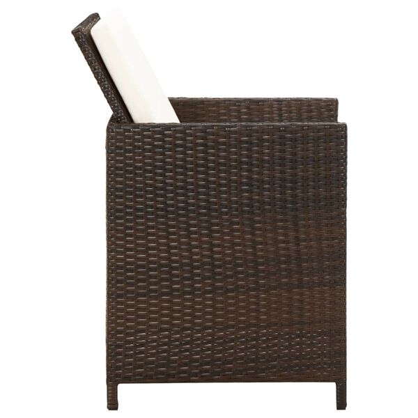 vidaXL Chaises de jardin avec coussins lot de 4 R&eacute;sine tress&eacute;e Marron