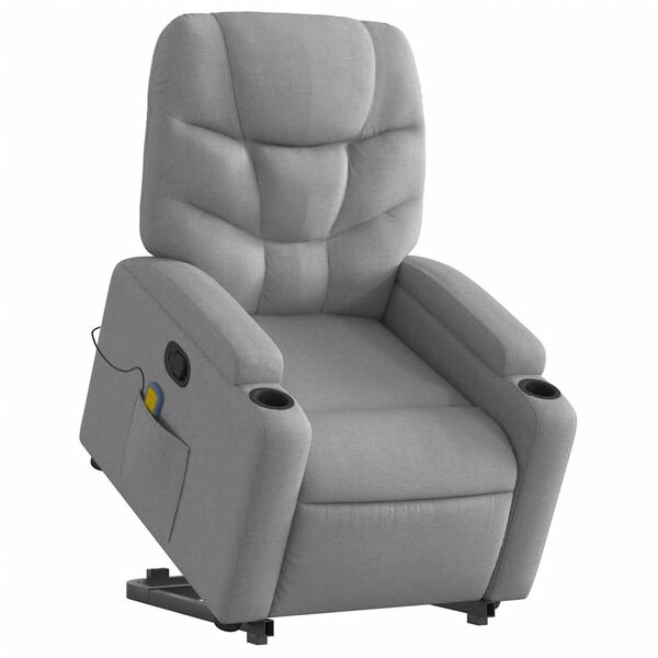 vidaXL Fauteuil inclinable de massage gris clair tissu
