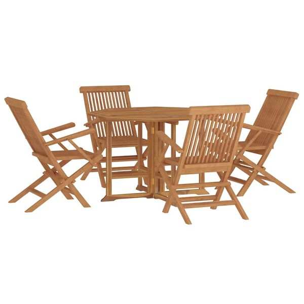 vidaXL Ensemble &agrave; manger d'ext&eacute;rieur pliable 5 pcs Bois solide de teck