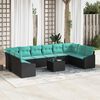 vidaXL Ensemble de canap&eacute; de jardin Noir et turquoise polyrotin