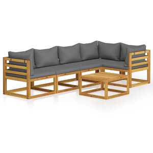 vidaXL Salon de jardin 6 pcs avec coussins Bois d'acacia solide
