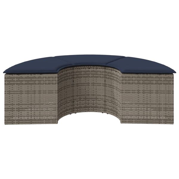 vidaXL Tabouret de jardin avec coussin gris r&eacute;sine tress&eacute;e