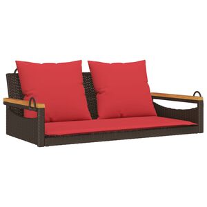 vidaXL Balancelle avec coussins marron 109x62x40 cm r&eacute;sine tress&eacute;e