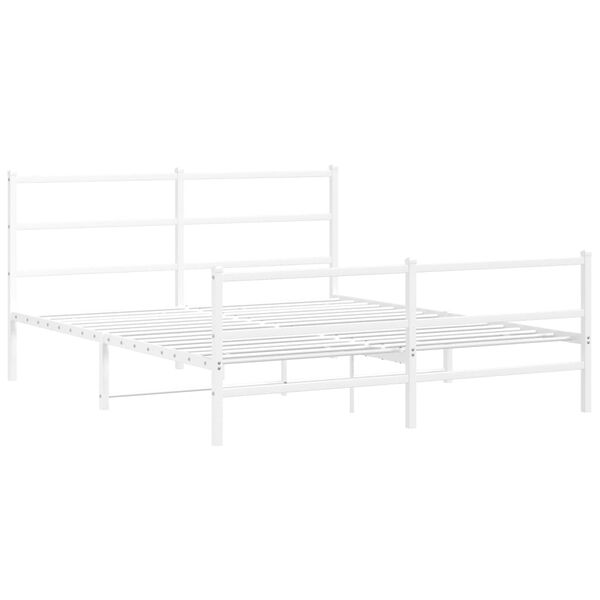 vidaXL Cadre de lit m&eacute;tal sans matelas et pied de lit blanc 150x200 cm