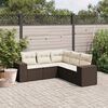 vidaXL Salon de jardin avec coussins 5 pcs marron résine tressée