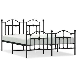 vidaXL Cadre de lit m&eacute;tal sans matelas avec pied de lit noir 150x200cm