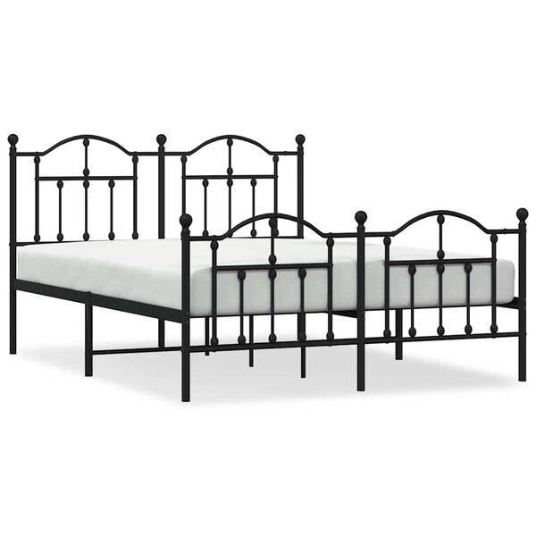 vidaXL Cadre de lit m&eacute;tal sans matelas avec pied de lit noir 150x200cm