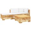vidaXL Salon de jardin 4 pcs avec coussins Bois de teck solide