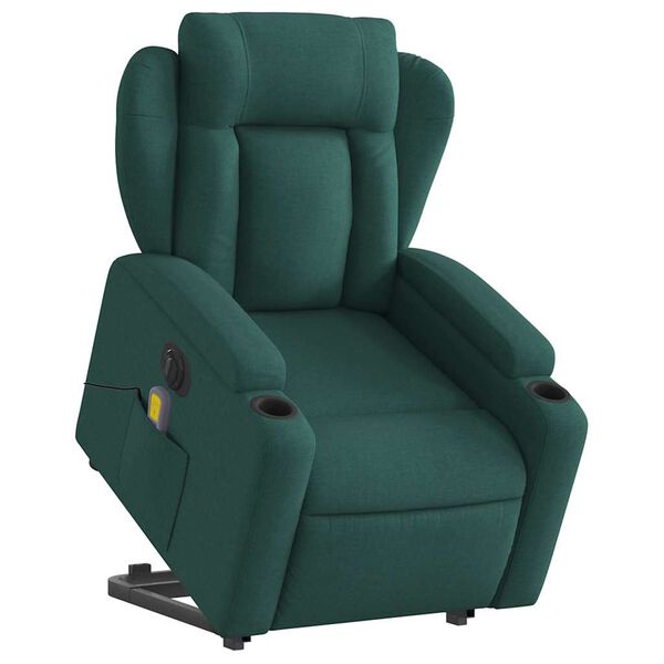 vidaXL Fauteuil inclinable de massage électrique vert foncé tissu