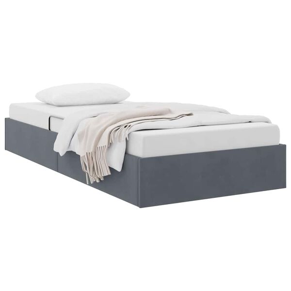 vidaXL Lit de Rangement avec matelas Gris fonc&eacute; 100 x 190 cm Velours