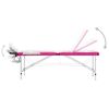 vidaXL Table de massage pliable 3 zones Aluminium Blanc et rose