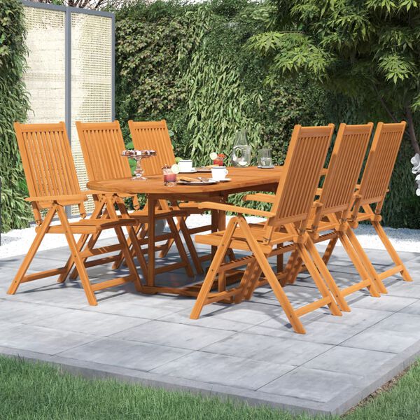 vidaXL Ensemble &agrave; manger de jardin 7 pcs Bois d'acacia massif 160-240 cm