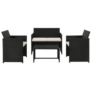 vidaXL Salon de jardin 4 pcs avec coussins R&eacute;sine tress&eacute;e Noir