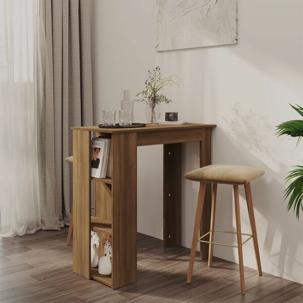 vidaXL Table de bar avec étagère chêne marron bois d'ingénierie