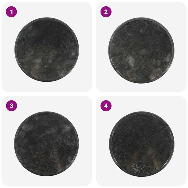 vidaXL Dessus de table Noir &Oslash;50x2,5 cm Marbre