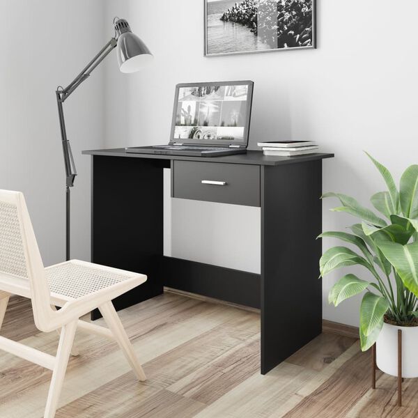 vidaXL Bureau Noir 100x50x76 cm Bois d’ingénierie