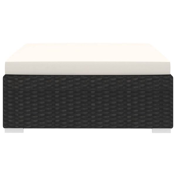 vidaXL Repose-pied sectionnel avec coussin r&eacute;sine tress&eacute;e noir