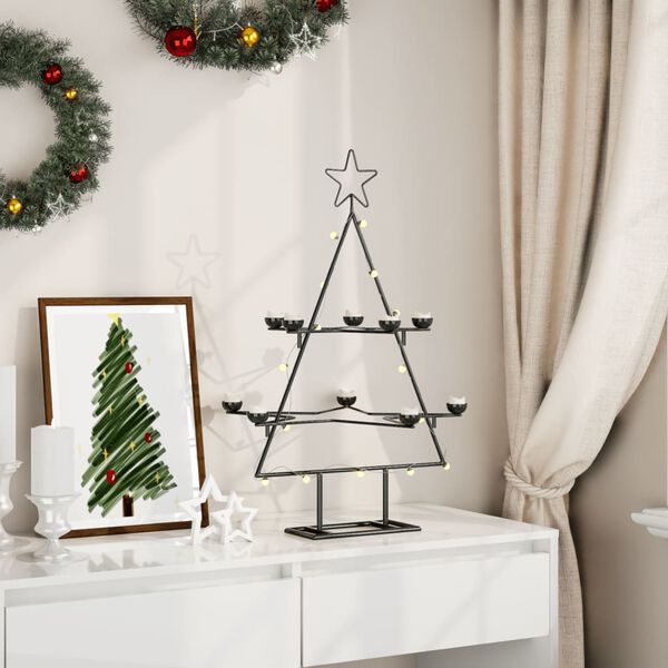 vidaXL Arbre de No&euml;l en m&eacute;tal pour d&eacute;coration noir 75 cm