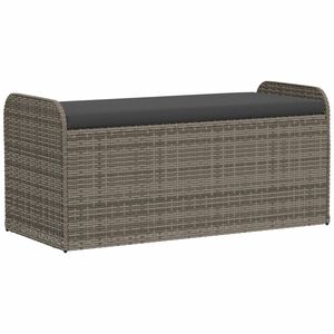 vidaXL Banc de rangement avec coussin gris 115x51x52 cm r&eacute;sine tress&eacute;e